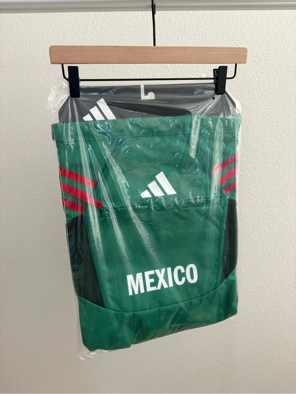 NWTS Adidas Mexico Stadium Sackpack in green with red stripes on the top